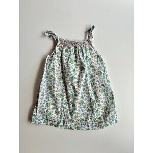 Baby Girls' BABY BODEN Dove Green Floral Cotton Poplin A-Line Dress, Size 6-12M